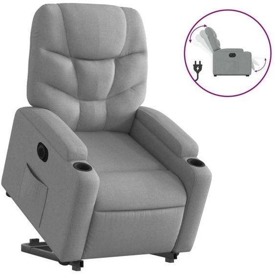 vidaXL Fauteuil relax avec releveur électrique Gris clair Tissu
