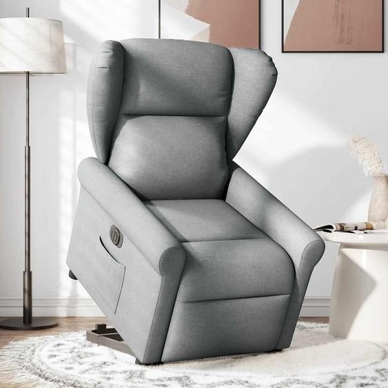 vidaXL Fauteuil relax avec releveur électrique Gris clair Tissu