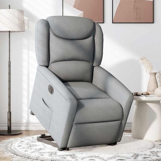 vidaXL Fauteuil relax avec releveur électrique Gris clair Tissu