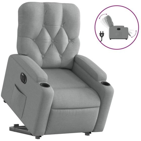 vidaXL Fauteuil relax avec releveur électrique Gris clair Tissu