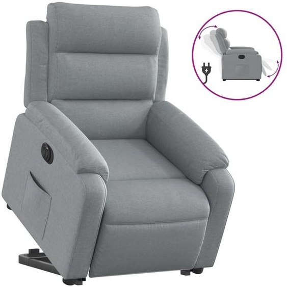 vidaXL Fauteuil relax avec releveur électrique Gris clair Tissu