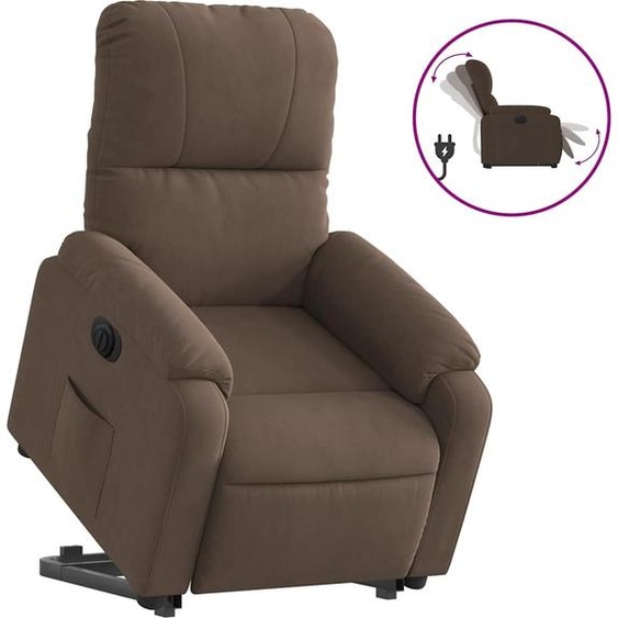 vidaXL Fauteuil relax avec releveur électrique Marron Tissu microfibre