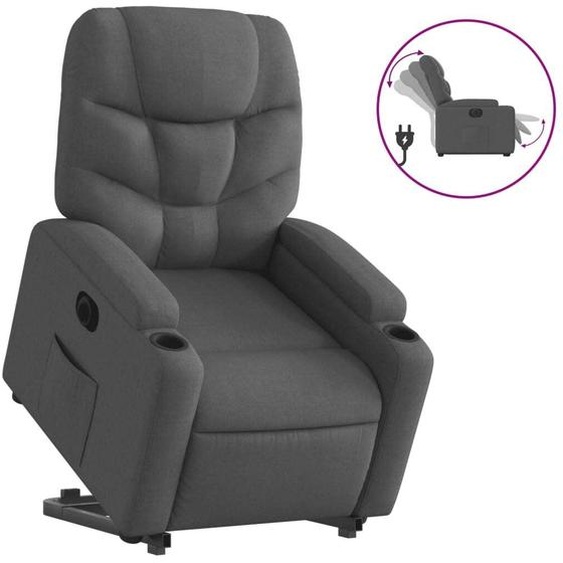 vidaXL Fauteuil relax avec releveur électrique Tissu gris foncé