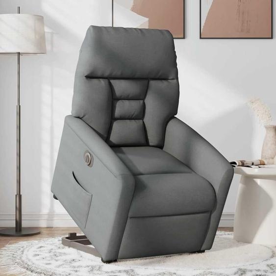vidaXL Fauteuil relax avec releveur électrique Tissu gris foncé