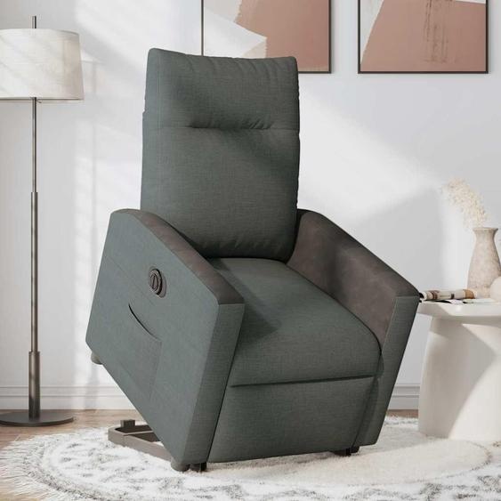 vidaXL Fauteuil relax avec releveur électrique Tissu gris foncé