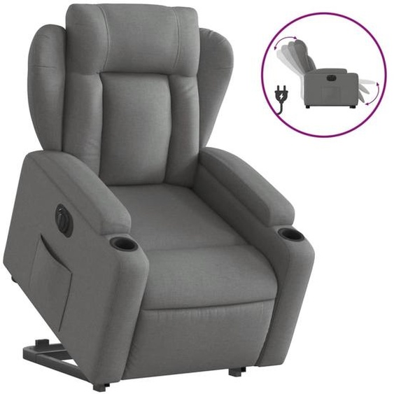 vidaXL Fauteuil relax avec releveur électrique Tissu gris foncé