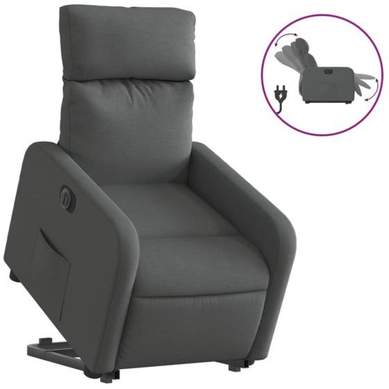vidaXL Fauteuil relax avec releveur électrique Tissu gris foncé
