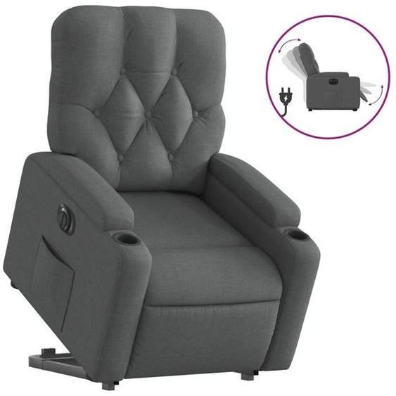 vidaXL Fauteuil relax avec releveur électrique Tissu gris foncé