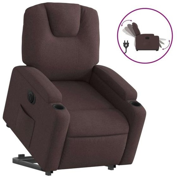 vidaXL Fauteuil relax avec releveur électrique Tissu marron foncé