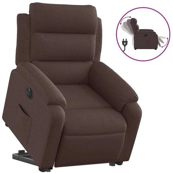 vidaXL Fauteuil relax avec releveur électrique Tissu marron foncé