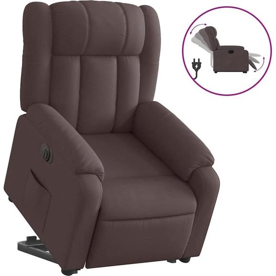 vidaXL Fauteuil relax avec releveur électrique Tissu marron foncé