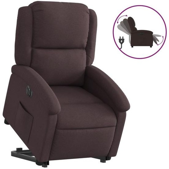 vidaXL Fauteuil relax avec releveur électrique Tissu marron foncé
