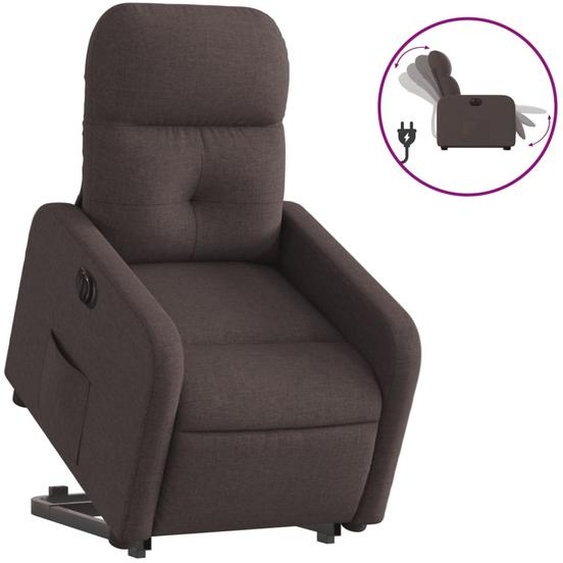 vidaXL Fauteuil relax avec releveur électrique Tissu marron foncé