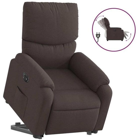 vidaXL Fauteuil relax avec releveur électrique Tissu marron foncé