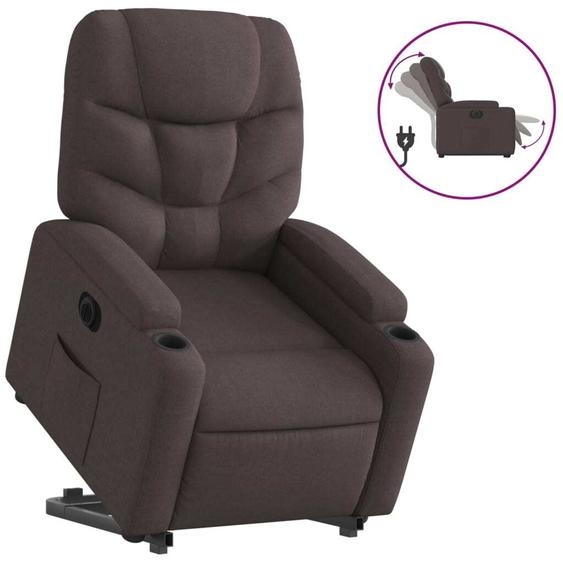 vidaXL Fauteuil relax avec releveur électrique Tissu marron foncé