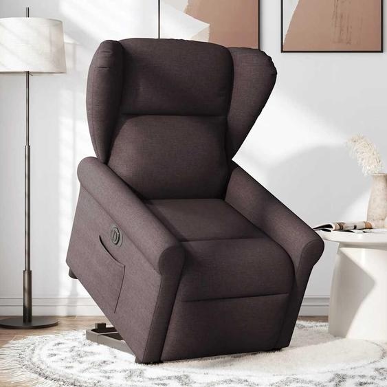 vidaXL Fauteuil relax avec releveur électrique Tissu marron foncé