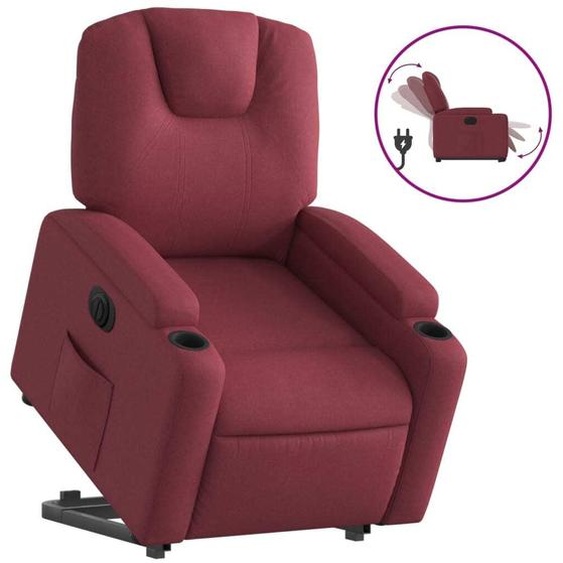 vidaXL Fauteuil relax avec releveur électrique Tissu rouge vin