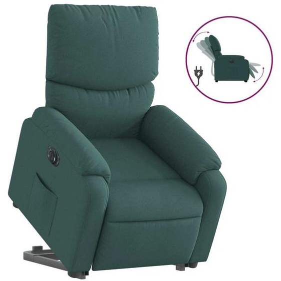 vidaXL Fauteuil relax avec releveur électrique Vert foncé Tissu