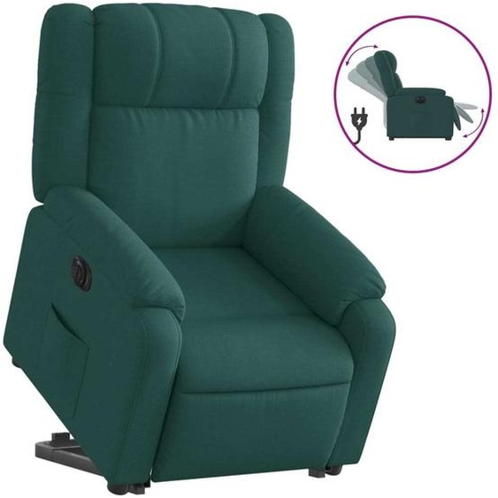 vidaXL Fauteuil relax avec releveur électrique Vert foncé Tissu