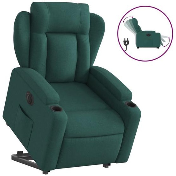 vidaXL Fauteuil relax avec releveur électrique Vert foncé Tissu