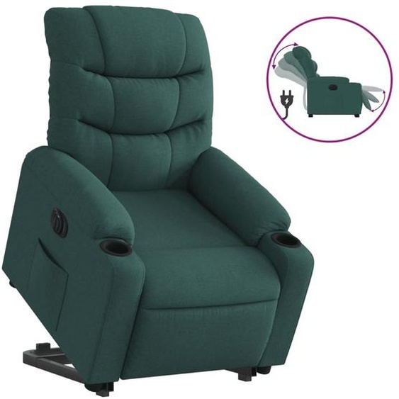 vidaXL Fauteuil relax avec releveur électrique Vert foncé Tissu