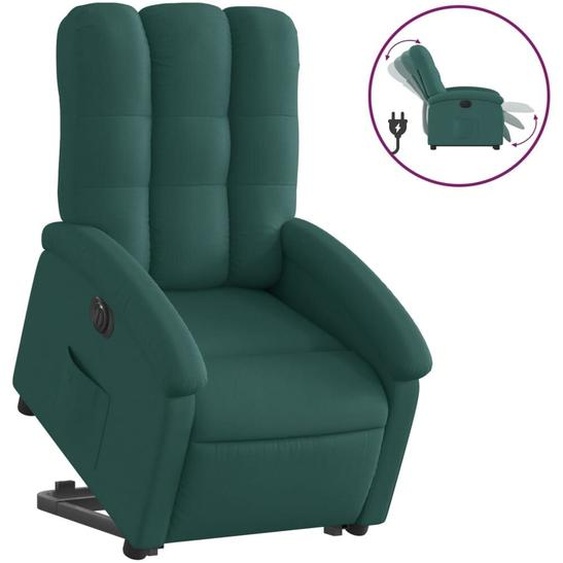 vidaXL Fauteuil relax avec releveur électrique Vert foncé Tissu