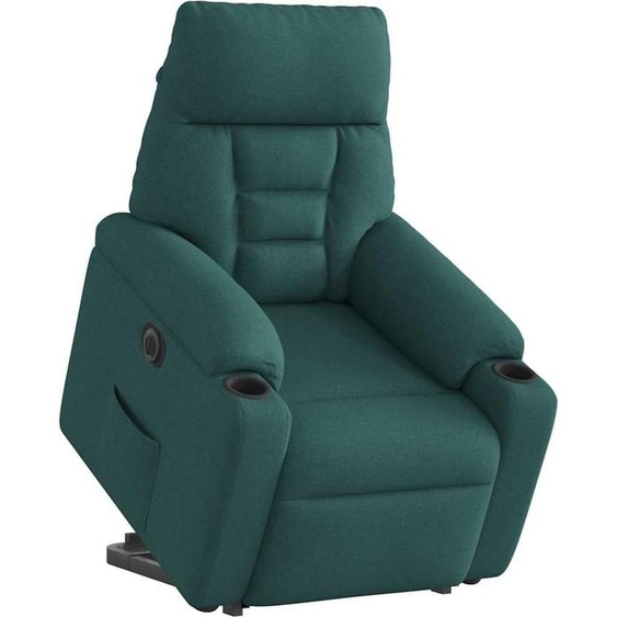 vidaXL Fauteuil relax avec releveur électrique Vert foncé Tissu