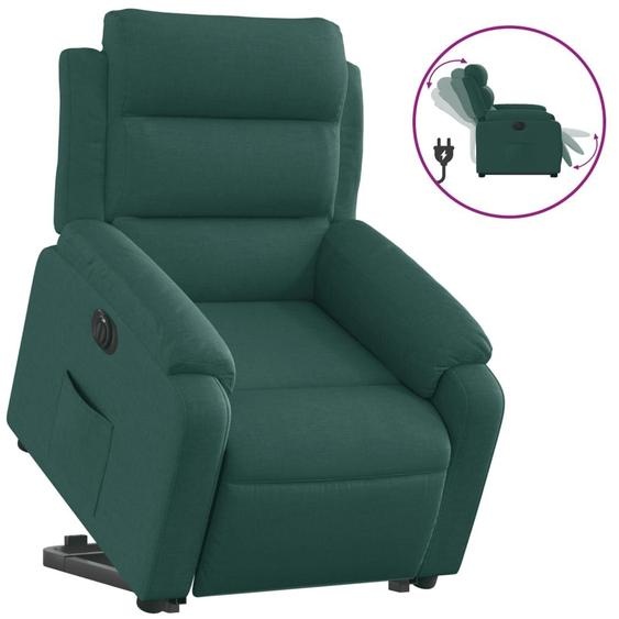 vidaXL Fauteuil relax avec releveur électrique Vert foncé Tissu