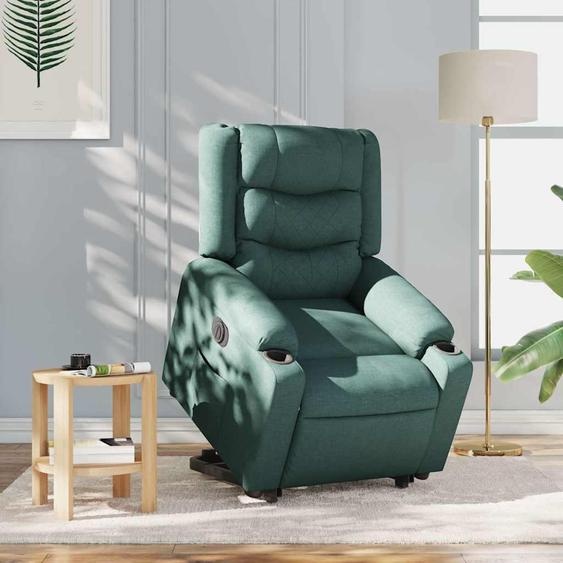 vidaXL Fauteuil relax avec releveur électrique Vert foncé Tissu