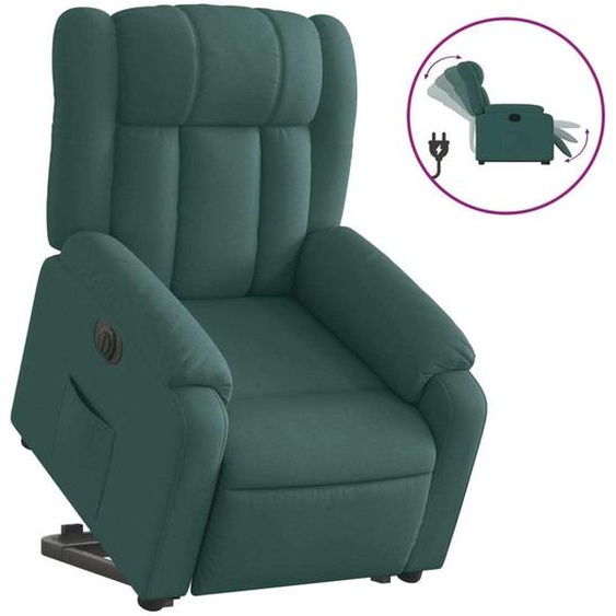 vidaXL Fauteuil relax avec releveur électrique Vert foncé Tissu
