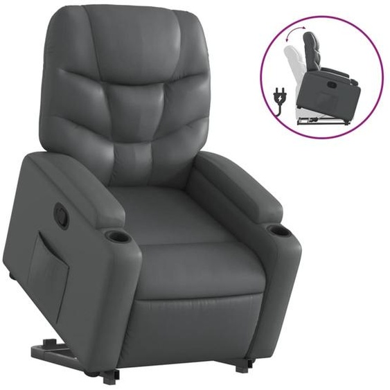 vidaXL Fauteuil relax avec releveur Gris Similicuir