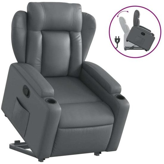 vidaXL Fauteuil relax avec releveur Gris Similicuir