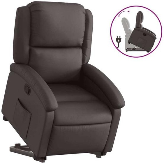 vidaXL Fauteuil relax avec releveur Marron foncé Cuir véritable