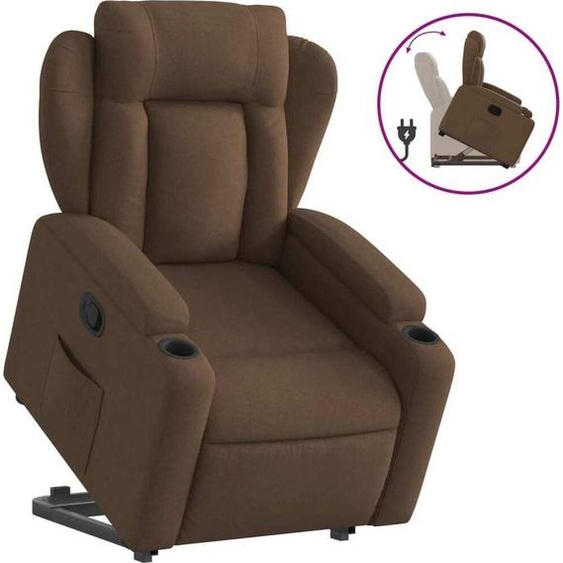 vidaXL Fauteuil relax avec releveur Marron Tissu