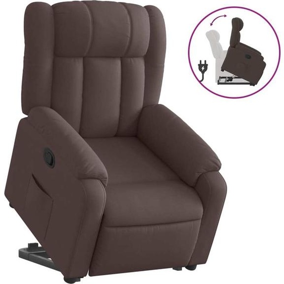 vidaXL Fauteuil relax avec releveur Tissu marron foncé