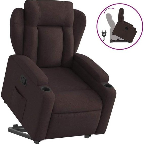 vidaXL Fauteuil relax avec releveur Tissu marron foncé