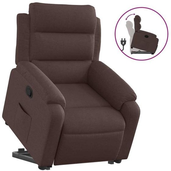 vidaXL Fauteuil relax avec releveur Tissu marron foncé