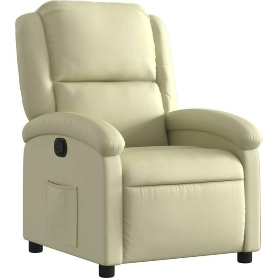 vidaXL Fauteuil relax Crème Cuir véritable