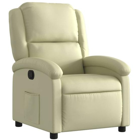 vidaXL Fauteuil relax Crème Cuir véritable