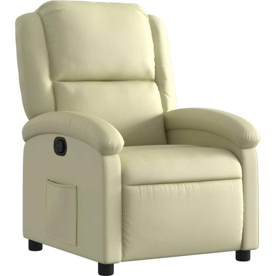 vidaXL Fauteuil relax Crème Cuir véritable