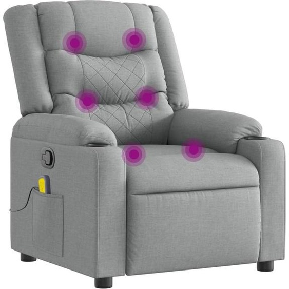 vidaXL Fauteuil relax de massage gris clair Tissu