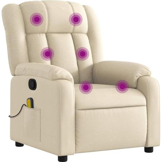 vidaXL Fauteuil relax de massage, tissu crème