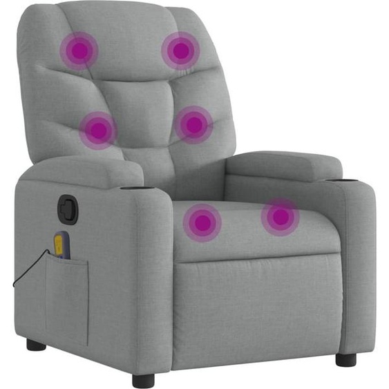 vidaXL Fauteuil relax de massage, tissu gris clair