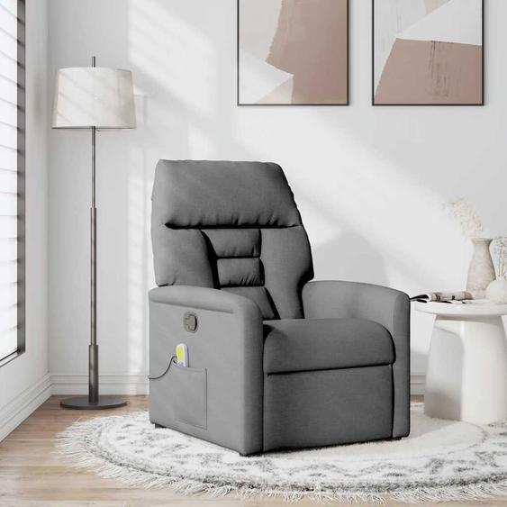 vidaXL Fauteuil relax de massage, tissu, gris foncé