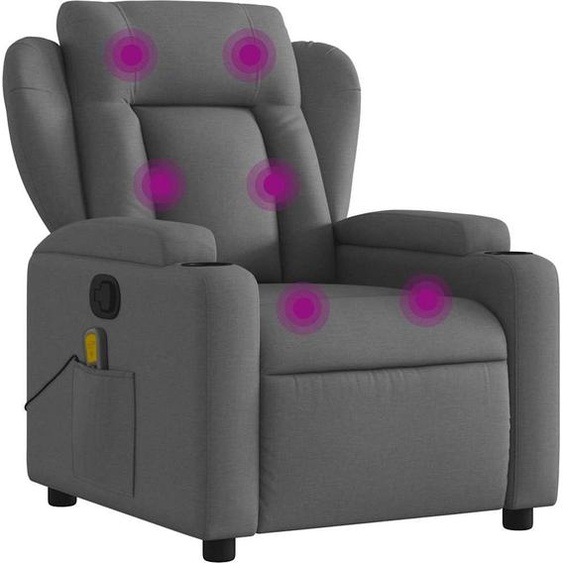 vidaXL Fauteuil relax de massage, tissu, gris foncé