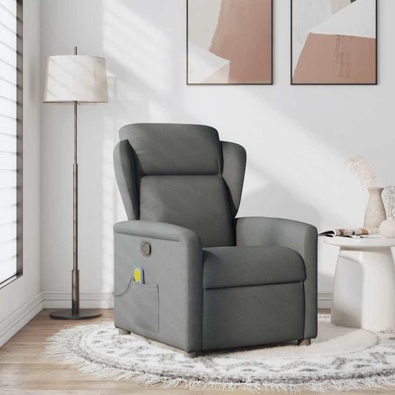 vidaXL Fauteuil relax de massage, tissu, gris foncé