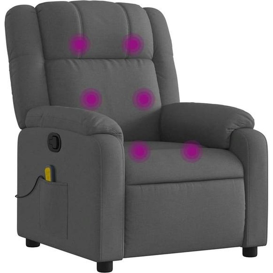 vidaXL Fauteuil relax de massage, tissu, gris foncé
