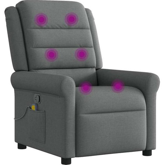 vidaXL Fauteuil relax de massage, tissu, gris foncé