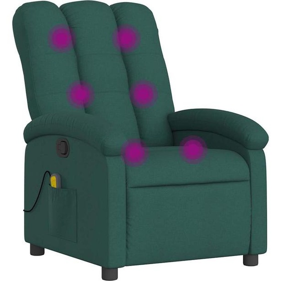 vidaXL Fauteuil relax de massage, tissu vert foncé