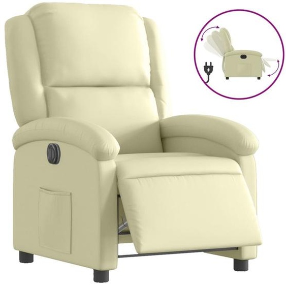 vidaXL Fauteuil relax électrique Crème Cuir véritable